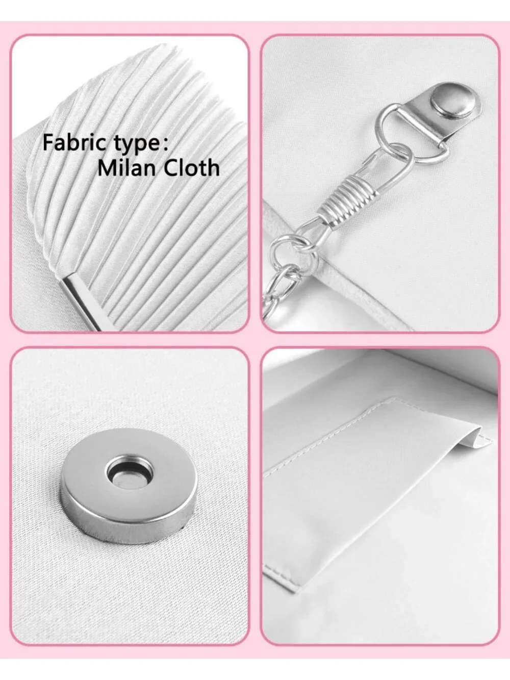 Women's White Clutch Purse Evening Envelope Wedding Crossbody Shoulder Bag